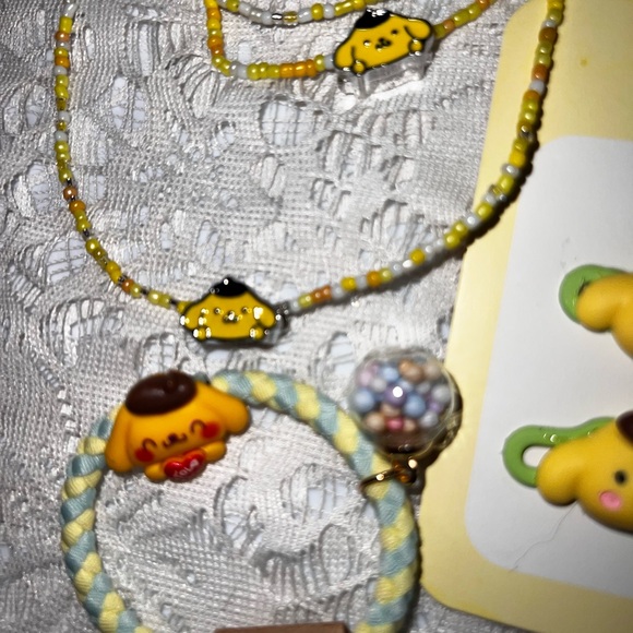Pompompurin Necklace Bracelet Hair Clips - Picture 3 of 7